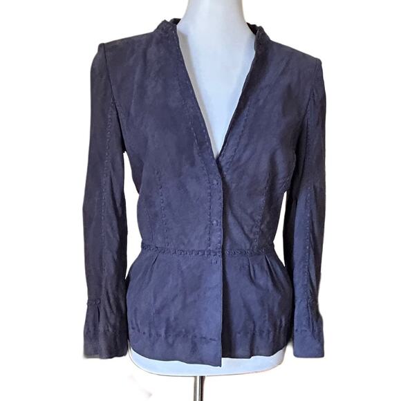 1990s Philosophy di Alberta Ferretti Suede Peplum Jacket – Made in Italy, US 8 - Picture 1 of 8